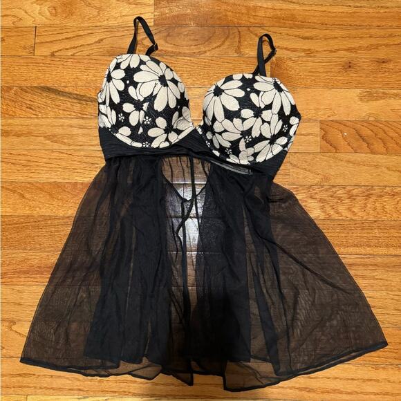 Victoria's Secret Sexy Little Thing Sheer‎ Mesh Push Up Babydoll lingerie 36D - Picture 1 of 9